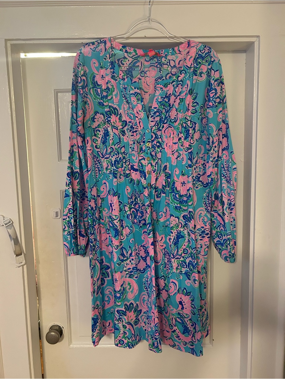 Lilly Pulitzer Turquoise Pink Navy Paisley Tunic